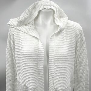Mystree large white knit hooded beach sweater